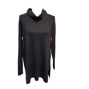 J Jill Womens Size Medium Cowl Neck Sweater Dress Tunic Side‎ Slits Ribbed